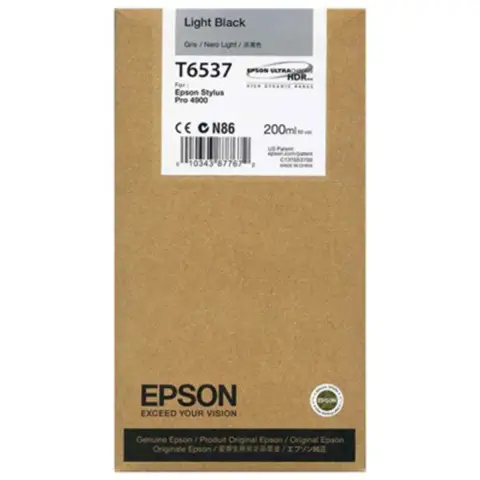 Tusz Epson T6537 do  Stylus  Pro 4900  | 220ml |  Light  black